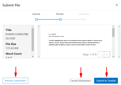 Turnitin preview and submit