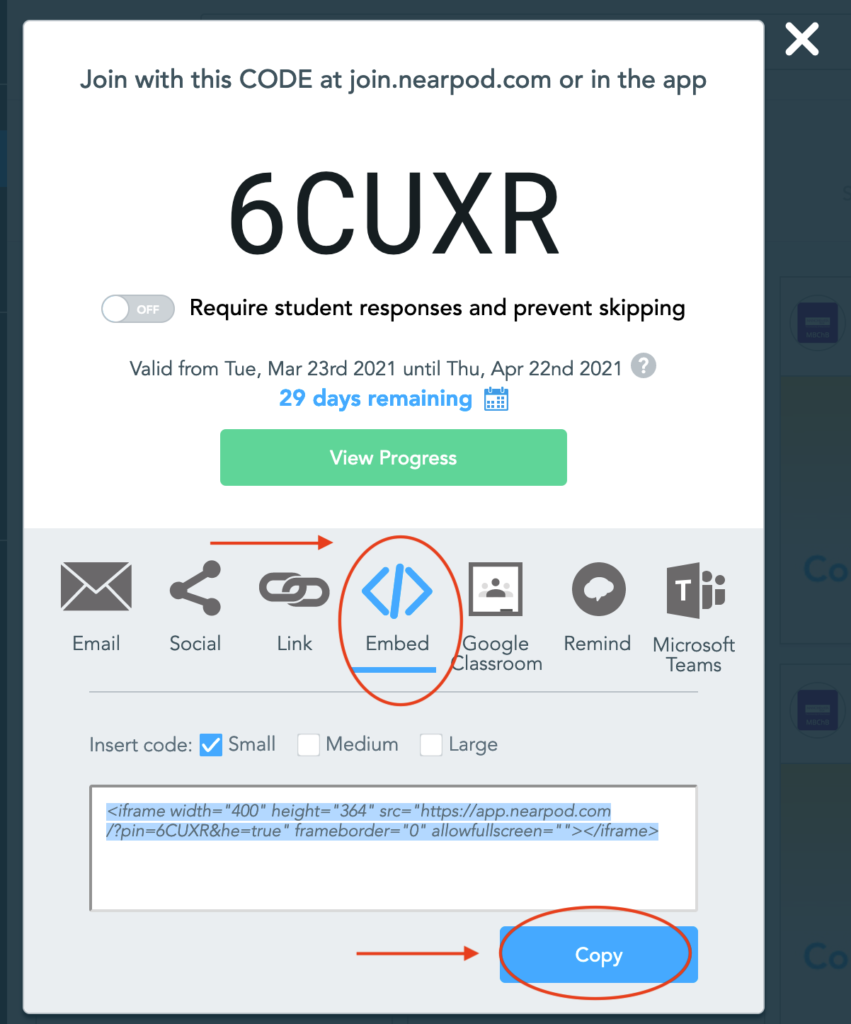 NearPod Embed Code Page