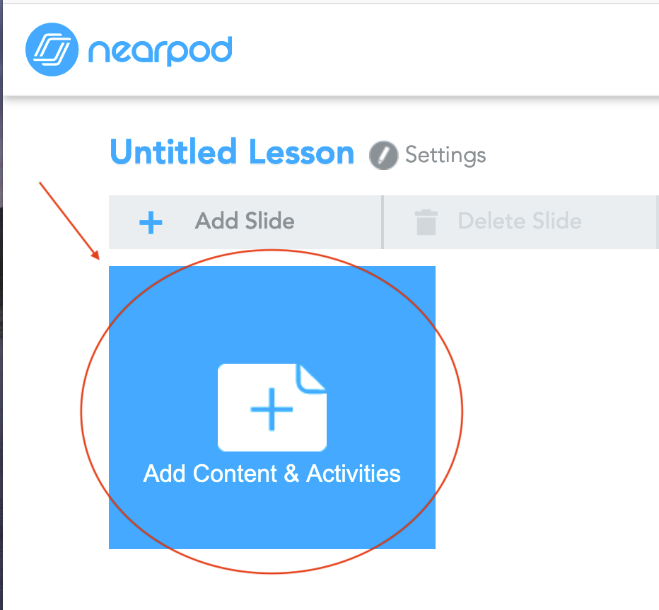 NearPod Add Content Lesson Page