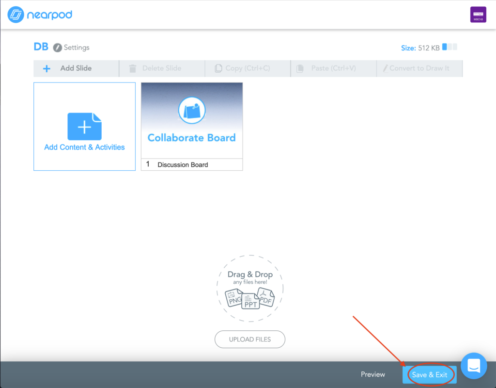 NearPod Lesson Save Page