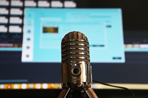 microphone and laptop screen