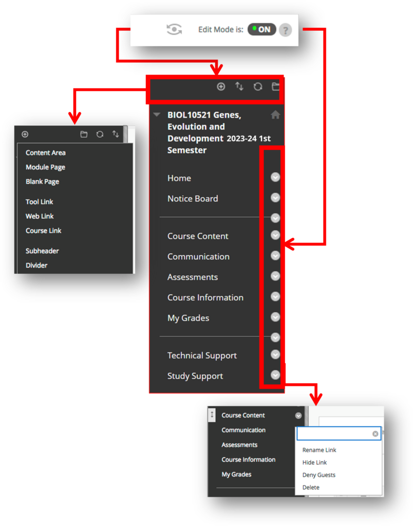 Image showing left-hand student facing menu in BB