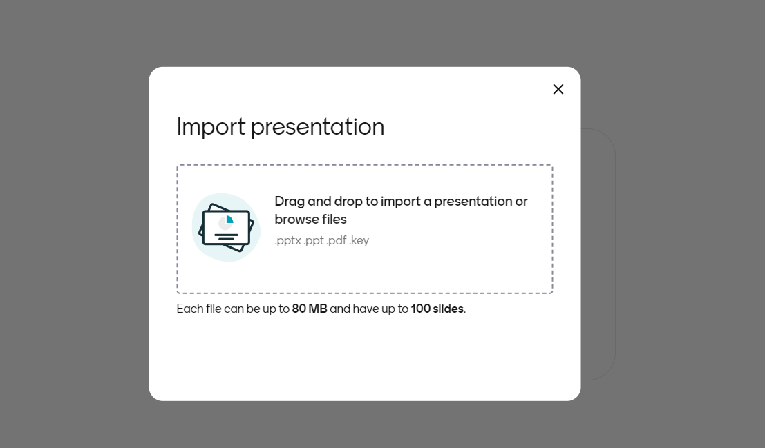 A Mentimeter dialogue box asking you to choose a PowerPoint presentation.