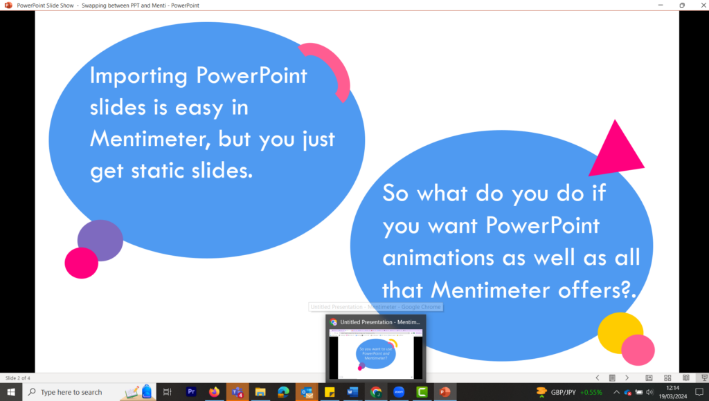 Screenshot of presenting a powerpoint presentation from an individual window.